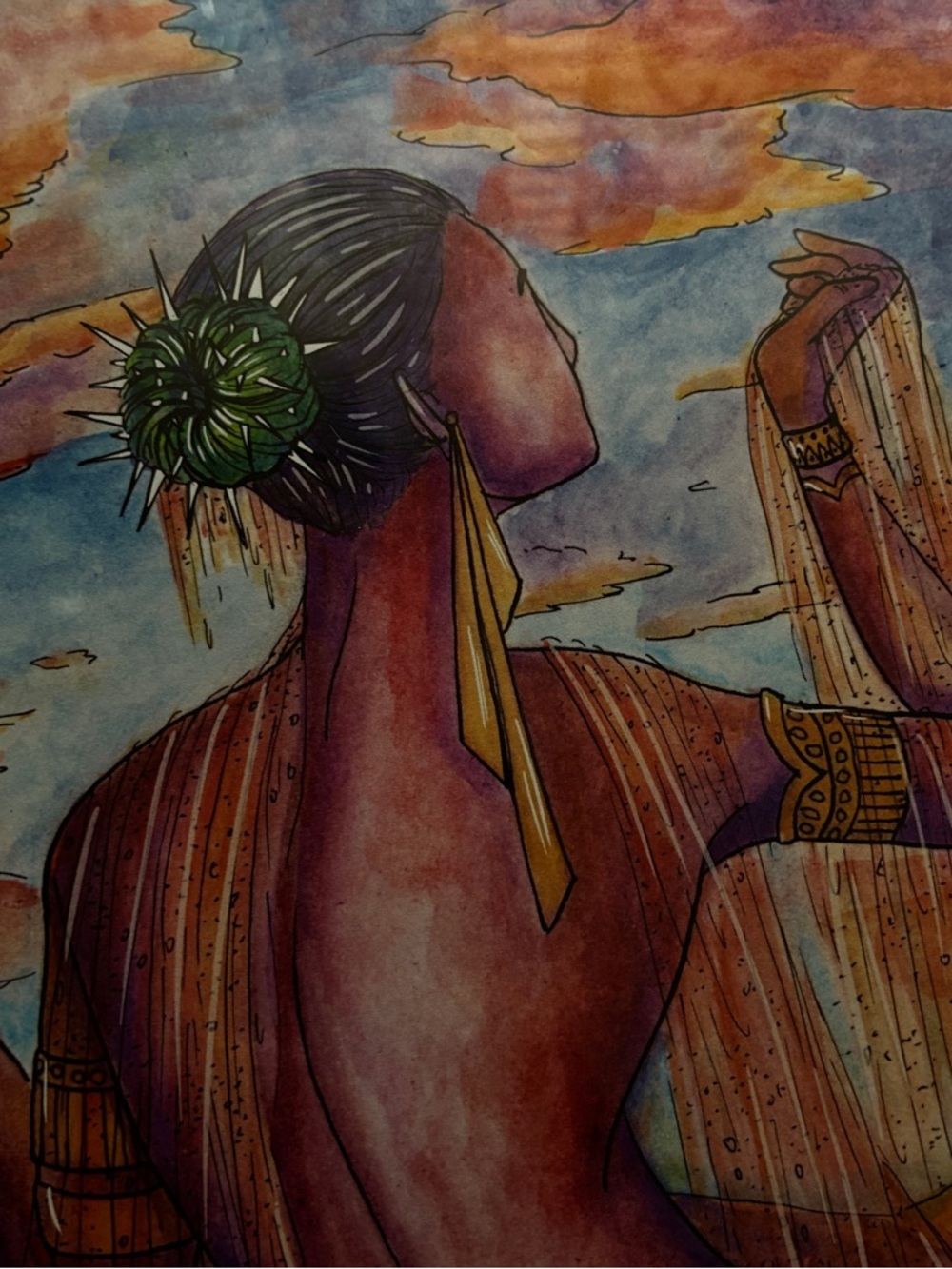 Sunset Muse Watercolor - Unbranded Purple & Orange Home Art - Picture 5 of 6